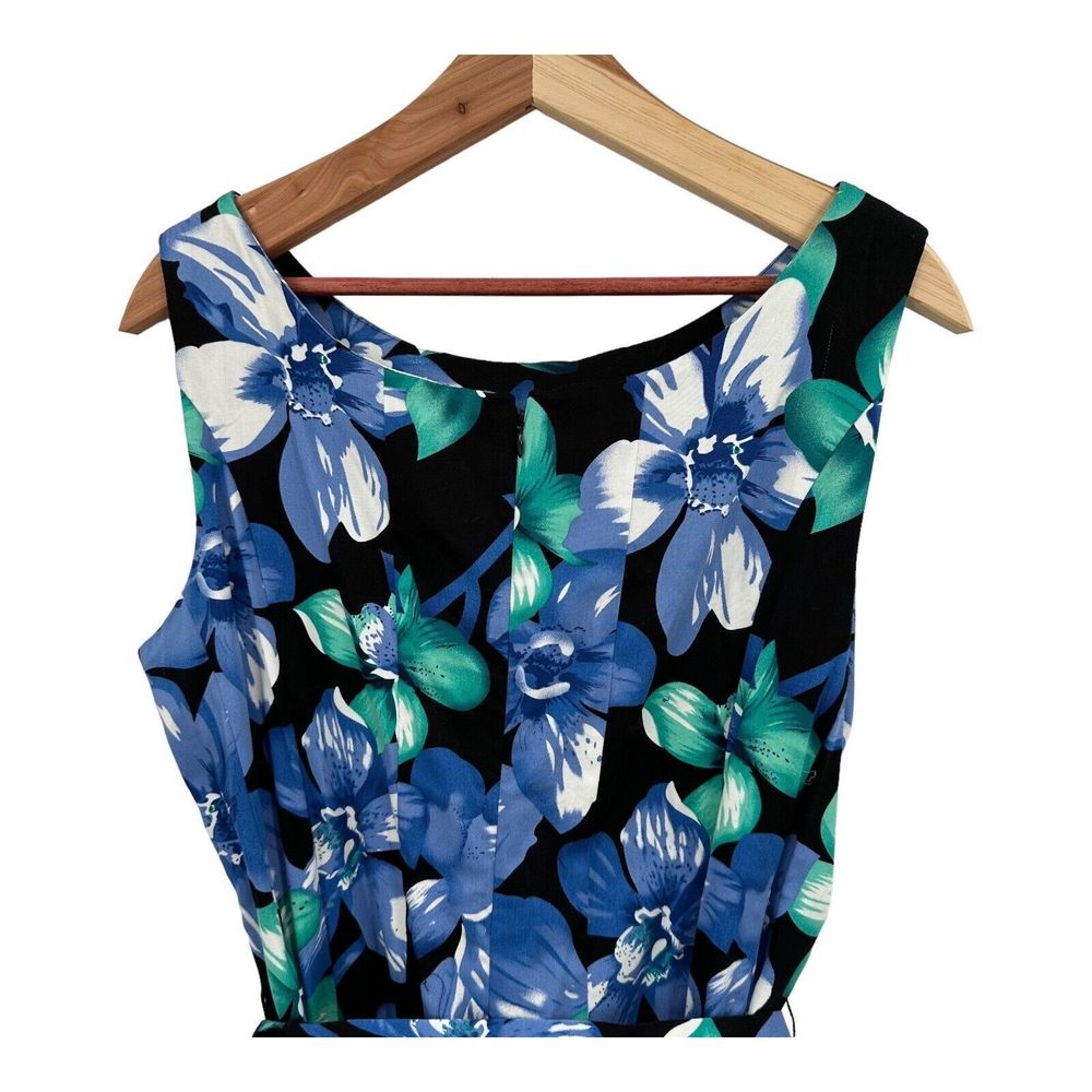 Kim Rogers Dress with Shrug Size XL Midi Blue Floral Midi Career Cotton Stretch - Picture 5 of 10